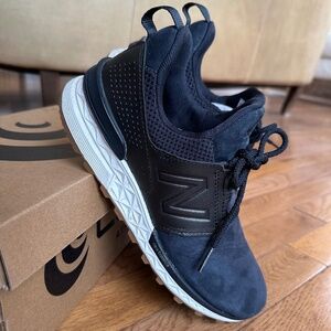 New Balance 574 Sport WS574DS Black Nubuck & Leather - Rare No Mesh